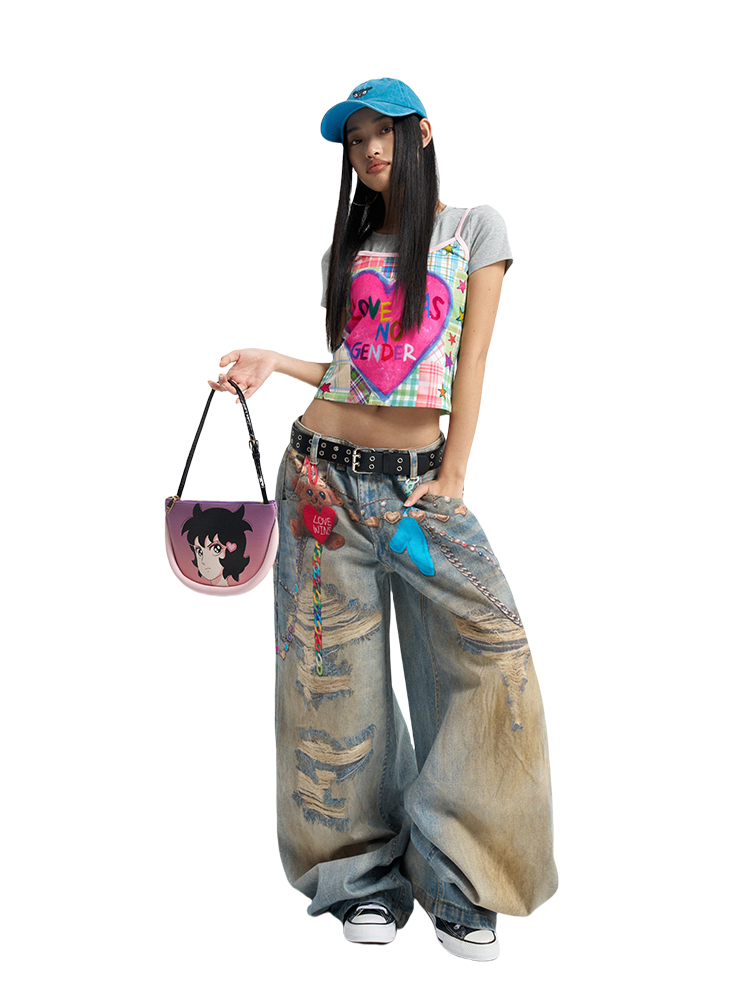 Heart Print Camisole - Cute Casual Top for Women, Y2K Style, Soft Fabric, Adjustable Straps, Perfect for Layering or Summer Wear