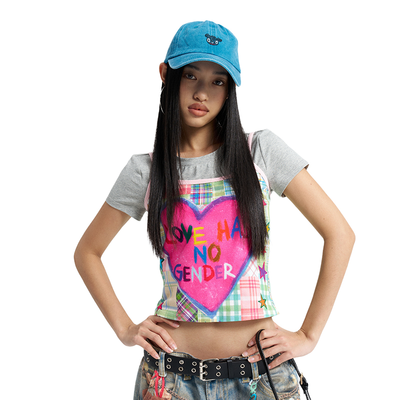 Heart Print Camisole - Cute Casual Top for Women, Y2K Style, Soft Fabric, Adjustable Straps, Perfect for Layering or Summer Wear