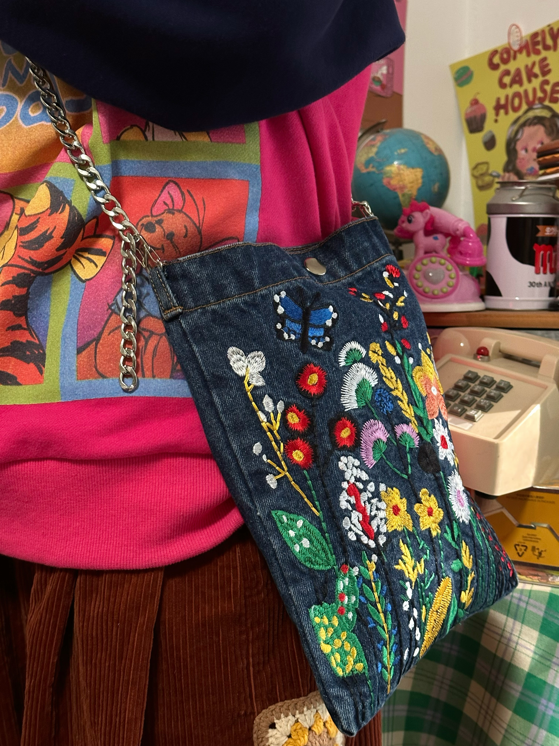 Heavy Embroidery Small Denim Women's Crossbody Bag - Versatile Retro Shoulder Handbag for Casual Style Heavy Embroidery Small Denim Women's Crossbody Bag - Versatile Retro Shoulder Handbag for Casual Style