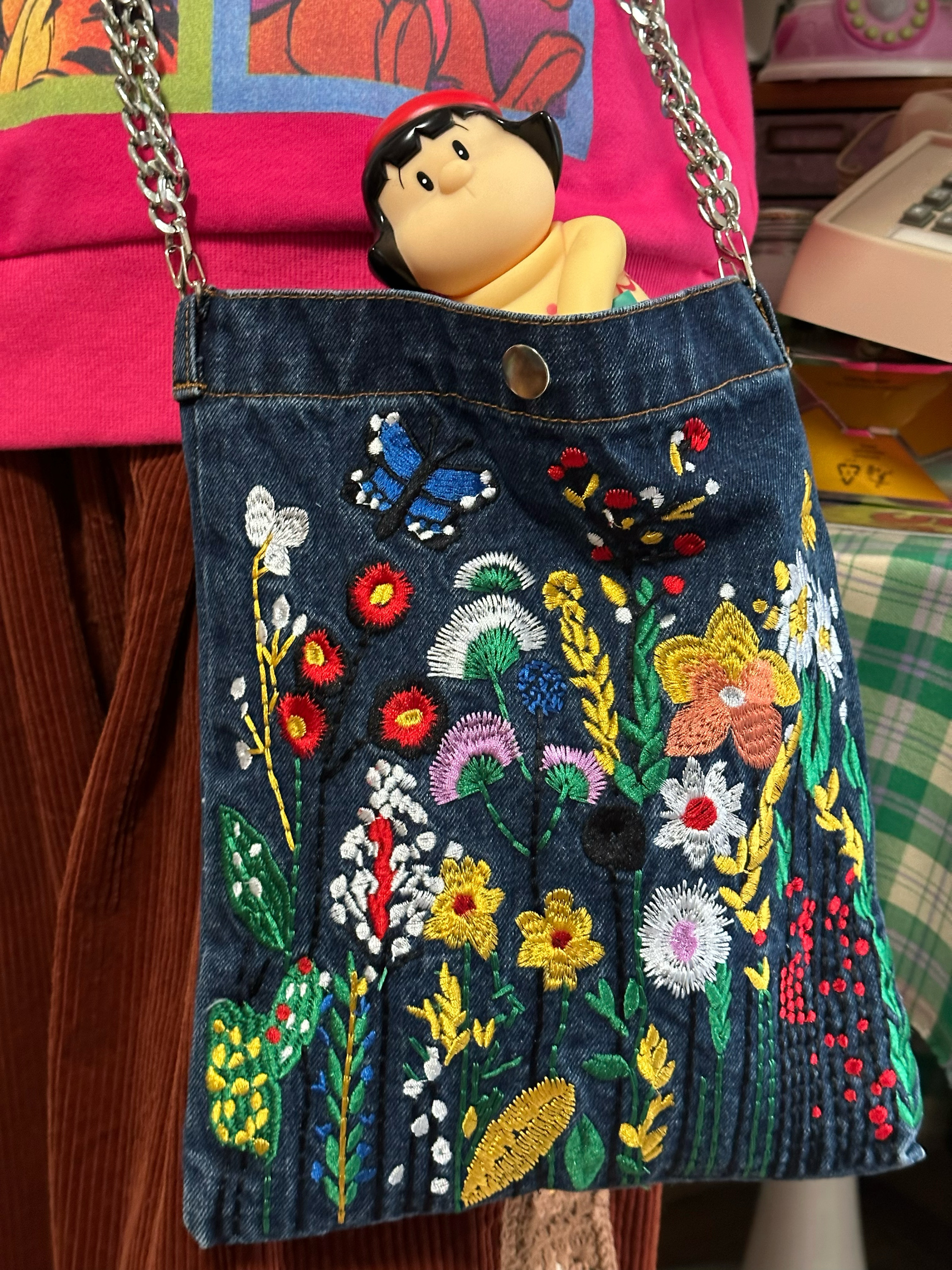 Heavy Embroidery Small Denim Women's Crossbody Bag - Versatile Retro Shoulder Handbag for Casual Style Heavy Embroidery Small Denim Women's Crossbody Bag - Versatile Retro Shoulder Handbag for Casual Style