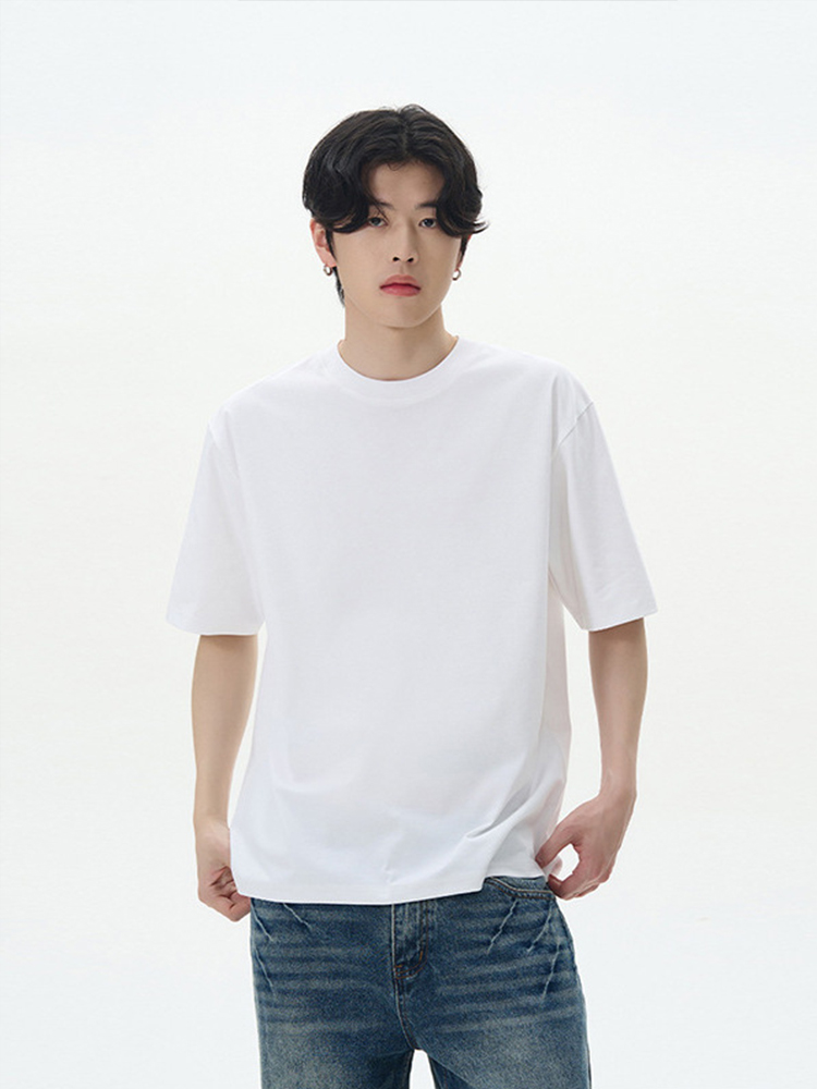 Heavyweight American-Style Short Sleeve T-Shirt for Men and Women - Versatile Summer Basic Layering Top Heavyweight American-Style Short Sleeve T-Shirt for Men and Women - Versatile Summer Basic Layering Top