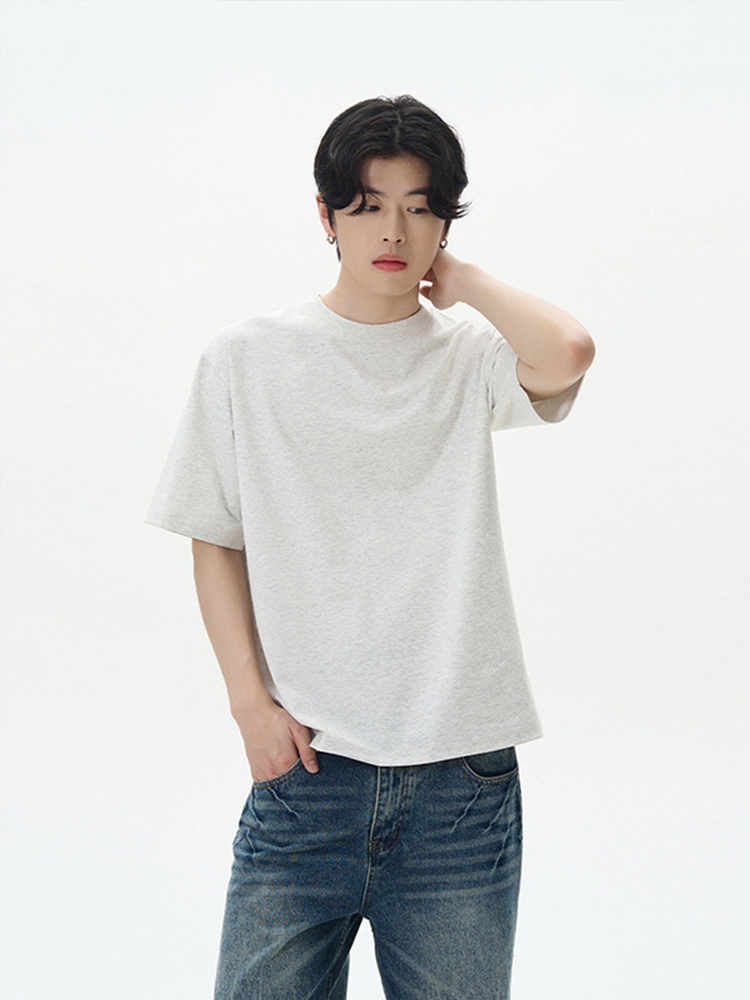 Heavyweight American-Style Short Sleeve T-Shirt for Men and Women - Versatile Summer Basic Layering Top Heavyweight American-Style Short Sleeve T-Shirt for Men and Women - Versatile Summer Basic Layering Top