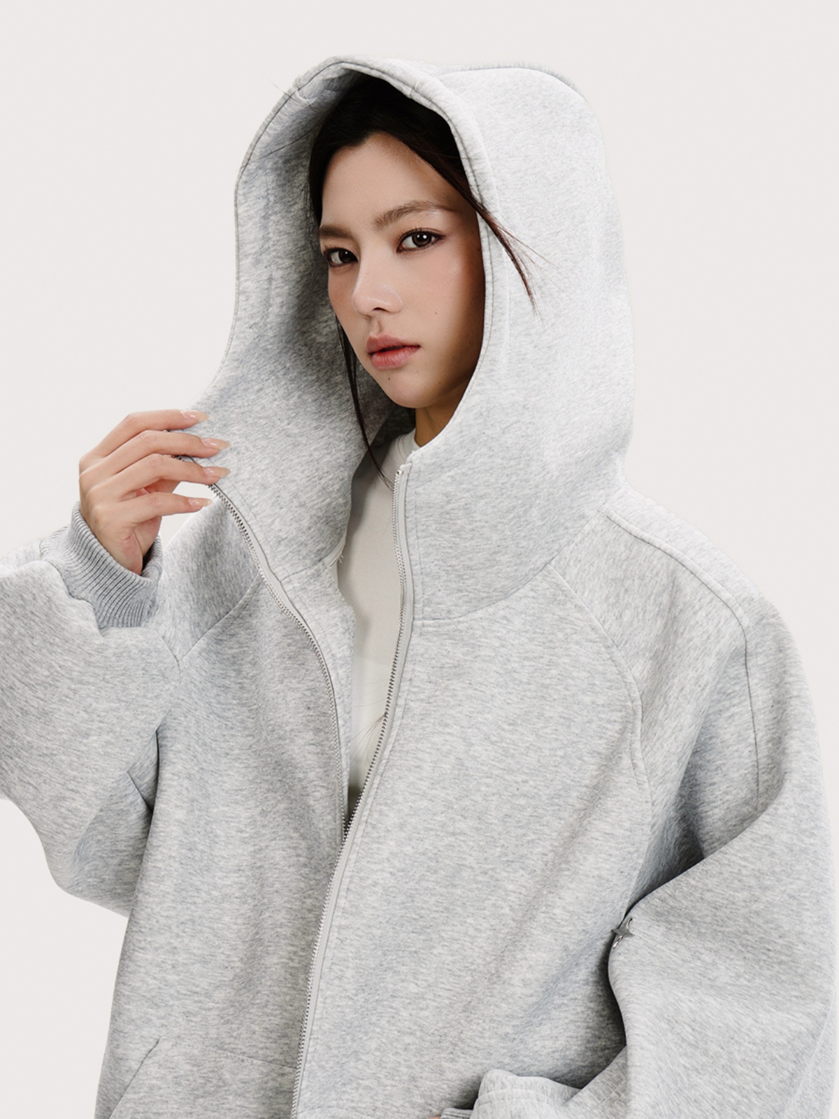 Heavyweight High Neck Hooded Cardigan Sweatshirt - Unisex Loose American Streetwear Jacket for Functional Style Heavyweight High Neck Hooded Cardigan Sweatshirt - Unisex Loose American Streetwear Jacket for Functional Style