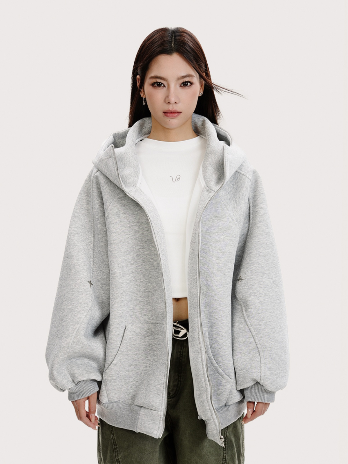 Heavyweight High Neck Hooded Cardigan Sweatshirt - Unisex Loose American Streetwear Jacket for Functional Style Heavyweight High Neck Hooded Cardigan Sweatshirt - Unisex Loose American Streetwear Jacket for Functional Style