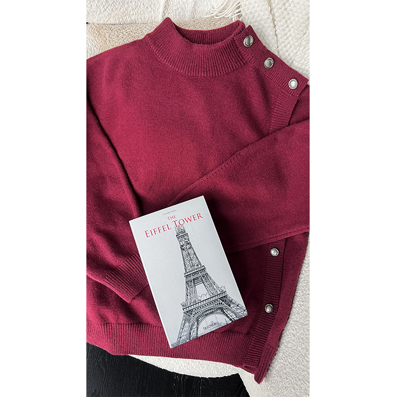 High-End Button Design Half Turtleneck Sweater - Versatile Solid Color Knitted Top for Autumn and Winter Fashion High-End Button Design Half Turtleneck Sweater - Versatile Solid Color Knitted Top for Autumn and Winter Fashion