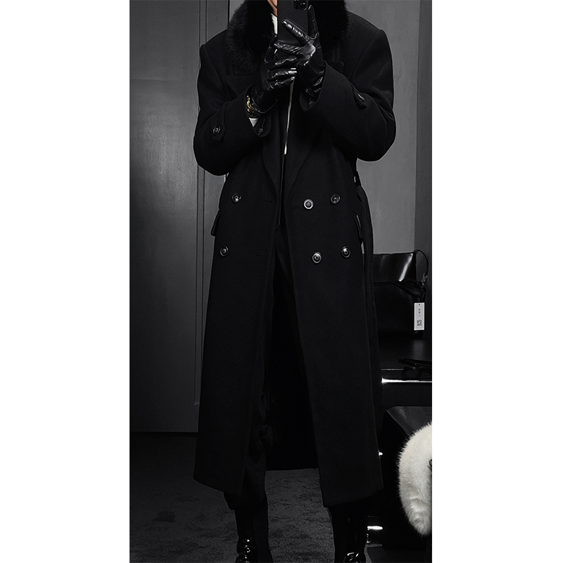 High-End Dragon Dadao Detachable Fur Collar Down Coat with White Duck Down Lining - Long Winter Coat for Sophisticated Style