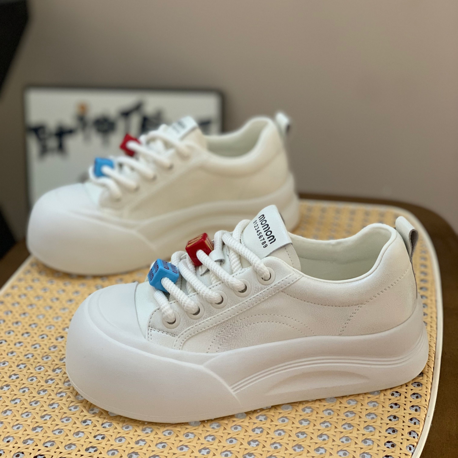 High-End Genuine Leather White Sneakers for Women - 2025 Spring Thick-Soled Ugly Cute Big-Headed Sports Shoes High-End Genuine Leather White Sneakers for Women - 2025 Spring Thick-Soled Ugly Cute Big-Headed Sports Shoes