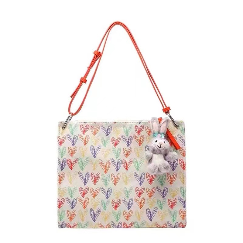 High-End Heart Print Tote Bag - Versatile Large Capacity Shoulder & Crossbody Bag for Classrooms and Commuting High-End Heart Print Tote Bag - Versatile Large Capacity Shoulder & Crossbody Bag for Classrooms and Commuting
