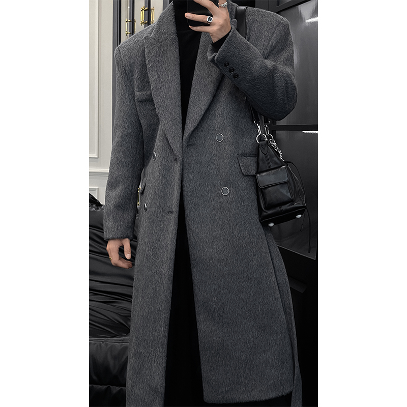 High-End Korean Style Long Sheep Wool Coat - Mid-Length Knee-Length Winter Overcoat for 2024
