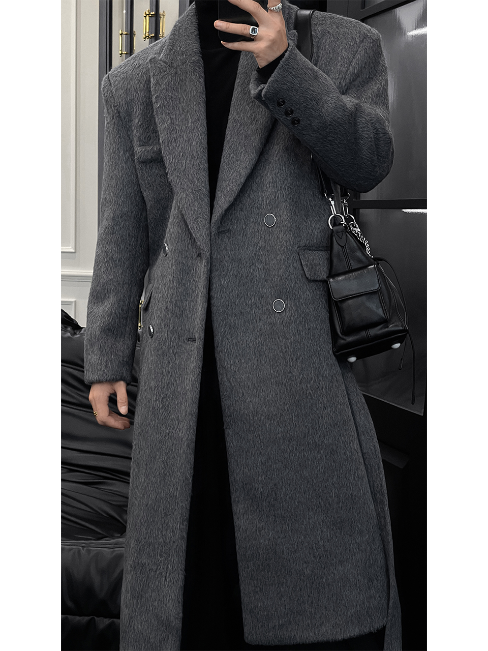 High-End Korean Style Long Sheep Wool Coat - Mid-Length Knee-Length Winter Overcoat for 2024