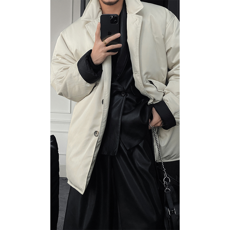 High-End Minimalist Loose Silhouette Down Jacket - Versatile Casual Warm White Duck Down Coat for Winter Fashion