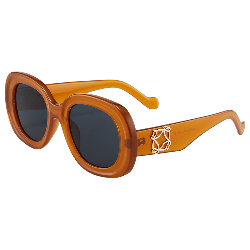 High-End Oversized Oval Orange Sunglasses for Women - Stylish Beach Travel Accessory for Sun Protection & Photo-Taking