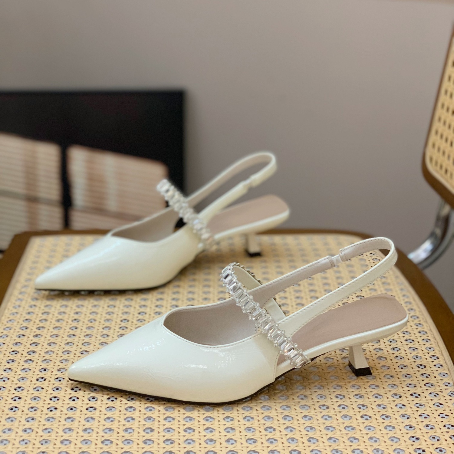 High-End Patent Leather Sandals for Women - Versatile Breathable Pointed Toe Stiletto Heels - French Style Summer 2025