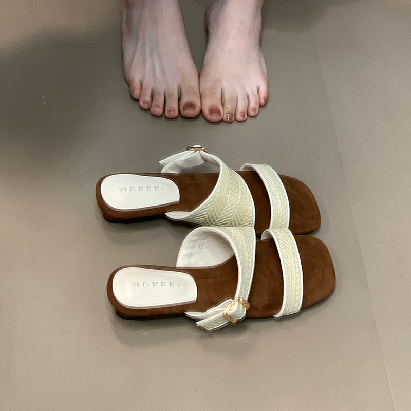 High-End Retro One-Strap Woven Sandals for Women - 2025 Summer Wedge Heels Perfect for Skirts, Y2K Style