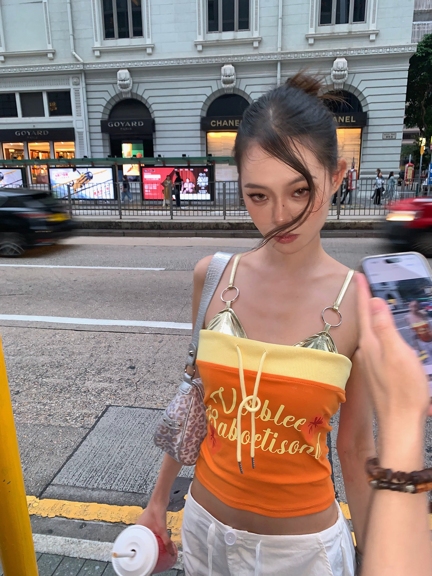 High-End Street Style Strapless Tank Top with Letter Print, Drawstring Design, Spicy Girl Aesthetic, Two-Way Wear - American Style