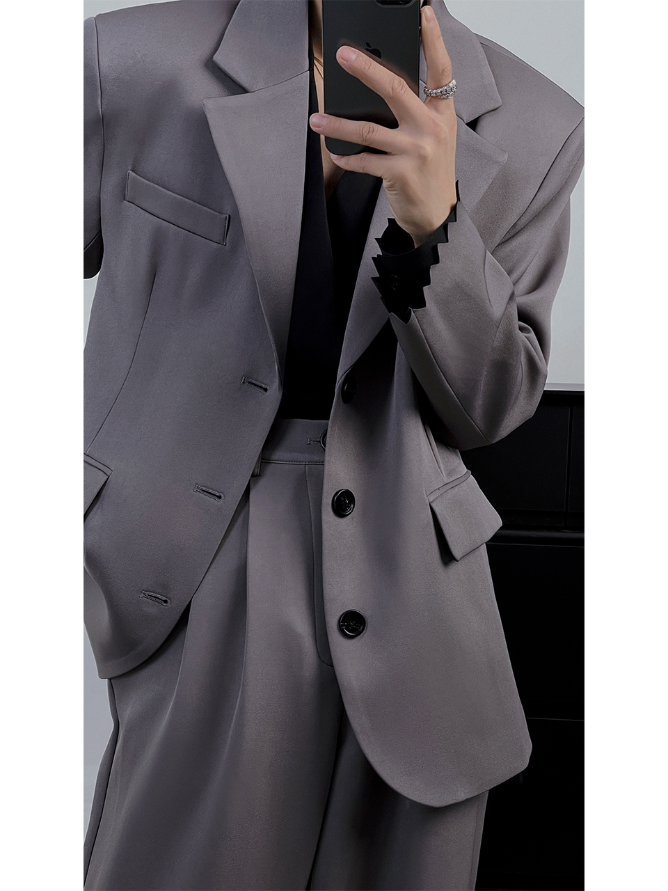 High-End Tailored Dragon Dadao Suit Set â€“ Loose Blazer & Wide-Leg Draped Trousers for a Chic Look