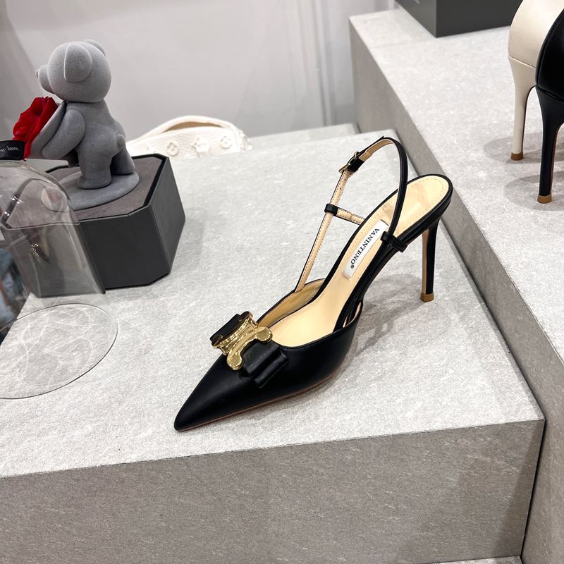 High-Heeled Strappy Backless Sandals with Pointed Toe and Metal Buckle - European and American Style, Sexy Work Footwear