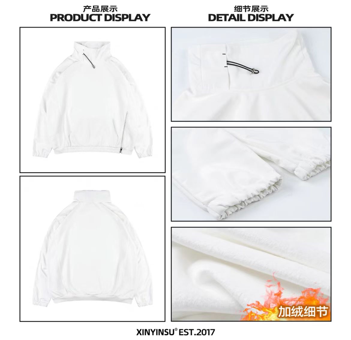 High-Neck Half-Zip Drawstring Sweatshirt - American Retro High Street Black Windbreaker for Y2K Style and Functional Fashion High-Neck Half-Zip Drawstring Sweatshirt - American Retro High Street Black Windbreaker for Y2K Style and Functional Fashion