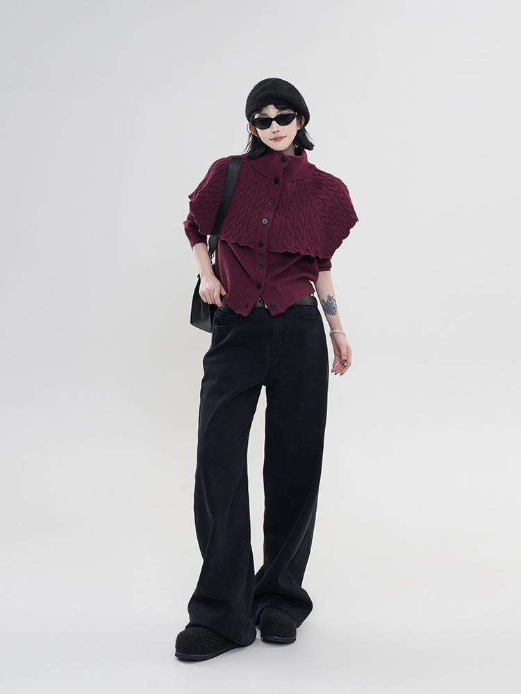 High-Neck Long Sleeve Knitted Cardigan Sweater Coat for Women - Solid Color, Fake Two-Piece, Korean Autumn Winter Style High-Neck Long Sleeve Knitted Cardigan Sweater Coat for Women - Solid Color, Fake Two-Piece, Korean Autumn Winter Style