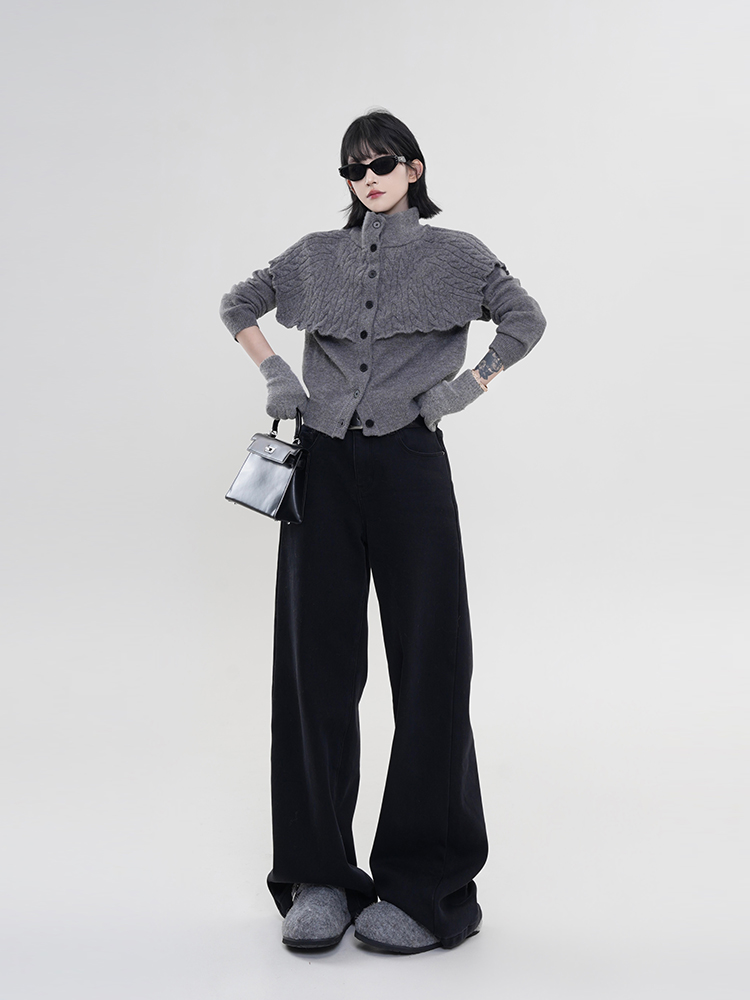 High-Neck Long Sleeve Knitted Cardigan Sweater Coat for Women - Solid Color, Fake Two-Piece, Korean Autumn Winter Style High-Neck Long Sleeve Knitted Cardigan Sweater Coat for Women - Solid Color, Fake Two-Piece, Korean Autumn Winter Style