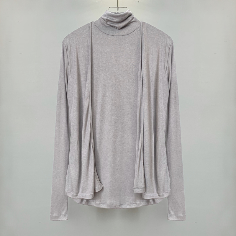 High-Neck Sleeveless Vest Top with Long Sleeve Cardigan - Minimalist Two-Piece Set for Women, Perfect for Autumn and Winter Fashion High-Neck Sleeveless Vest Top with Long Sleeve Cardigan - Minimalist Two-Piece Set for Women, Perfect for Autumn and Winter Fashion