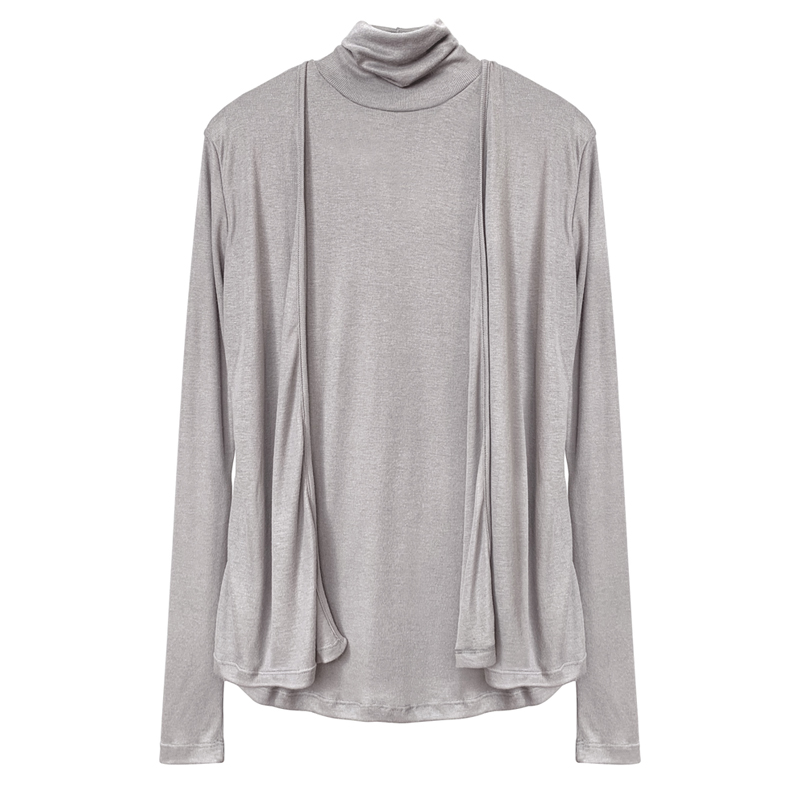 High-Neck Sleeveless Vest Top with Long Sleeve Cardigan - Minimalist Two-Piece Set for Women, Perfect for Autumn and Winter Fashion High-Neck Sleeveless Vest Top with Long Sleeve Cardigan - Minimalist Two-Piece Set for Women, Perfect for Autumn and Winter Fashion