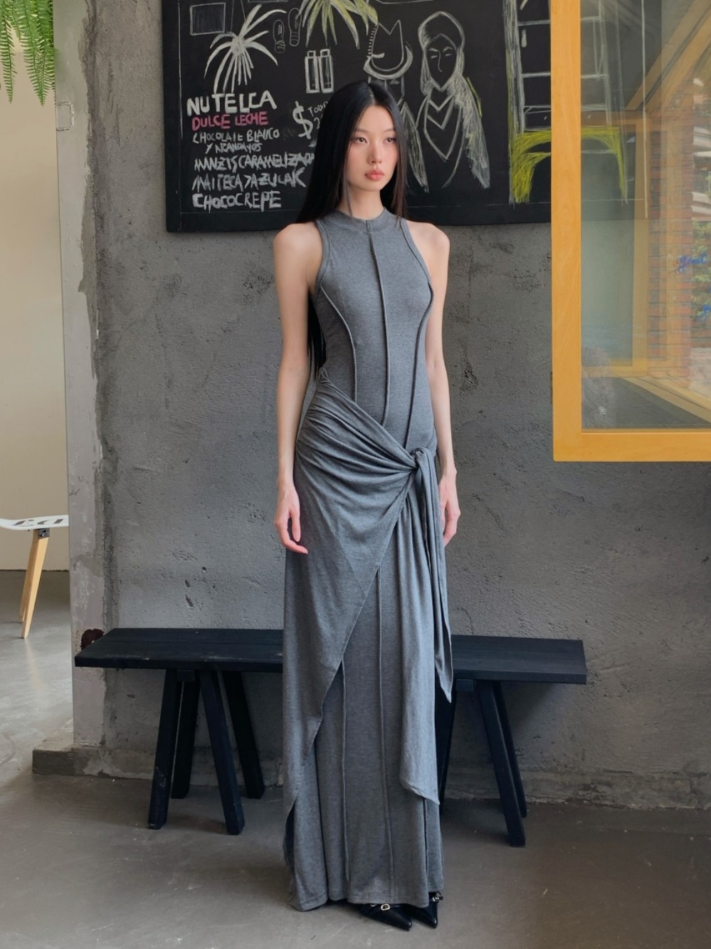 High-Quality Gray Modal Bodycon Vest Dress - Slim Fit Faux Two-Piece Sexy Long Dress for Women - Summer Fashion Essential High-Quality Gray Modal Bodycon Vest Dress - Slim Fit Faux Two-Piece Sexy Long Dress for Women - Summer Fashion Essential