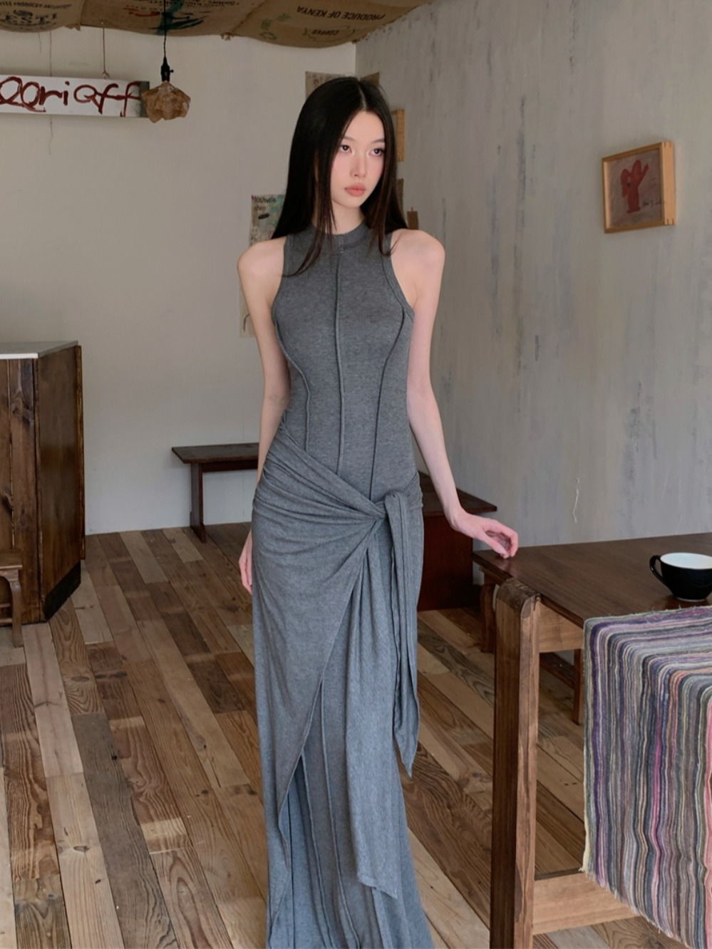 High-Quality Gray Modal Bodycon Vest Dress - Slim Fit Faux Two-Piece Sexy Long Dress for Women - Summer Fashion Essential High-Quality Gray Modal Bodycon Vest Dress - Slim Fit Faux Two-Piece Sexy Long Dress for Women - Summer Fashion Essential