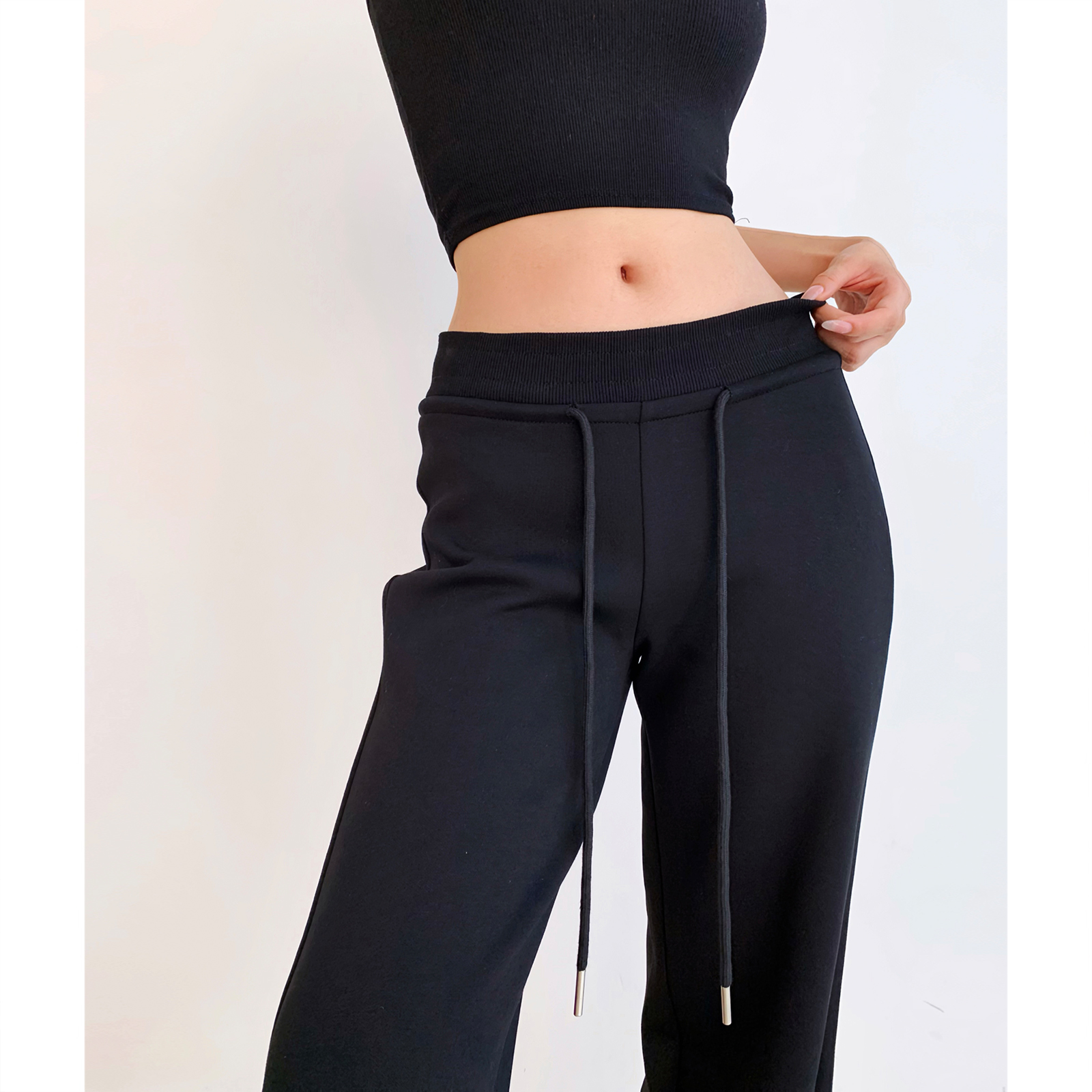 High-Quality Low-Waist Drawstring Straight-Leg Flared Pants - Youthful Casual Style for Leg-Lengthening Look