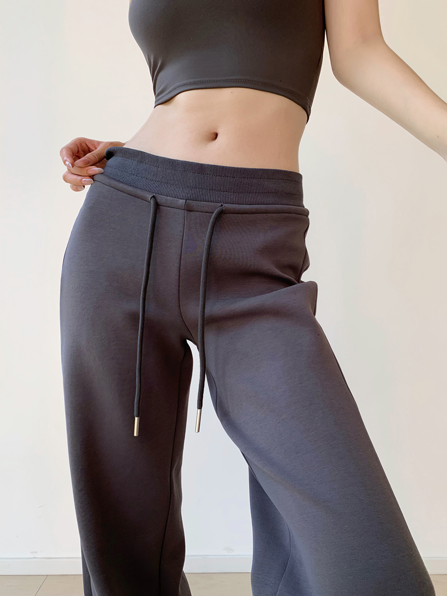 High-Quality Low-Waist Drawstring Straight-Leg Flared Pants - Youthful Casual Style for Leg-Lengthening Look