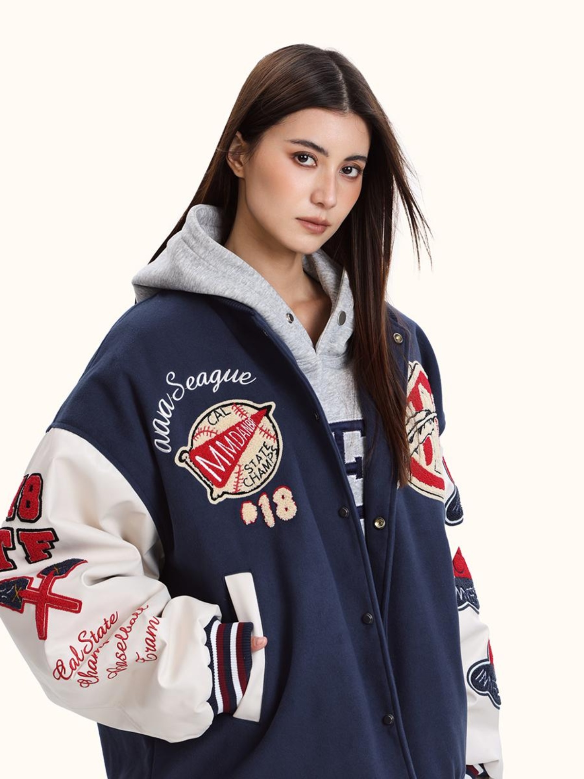 High Street Baseball Jacket for Men and Women - Loose-Fitting Plush Embroidered Hip-Hop Style Outerwear High Street Baseball Jacket for Men and Women - Loose-Fitting Plush Embroidered Hip-Hop Style Outerwear