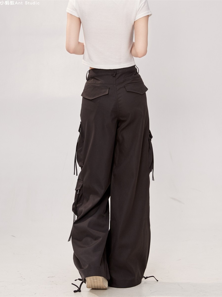 High Street Black Multi-Pocket Tapered Cargo Pants for Women - Loose BF Style Wide-Leg 2025 Trendy Fashion High Street Black Multi-Pocket Tapered Cargo Pants for Women - Loose BF Style Wide-Leg 2025 Trendy Fashion