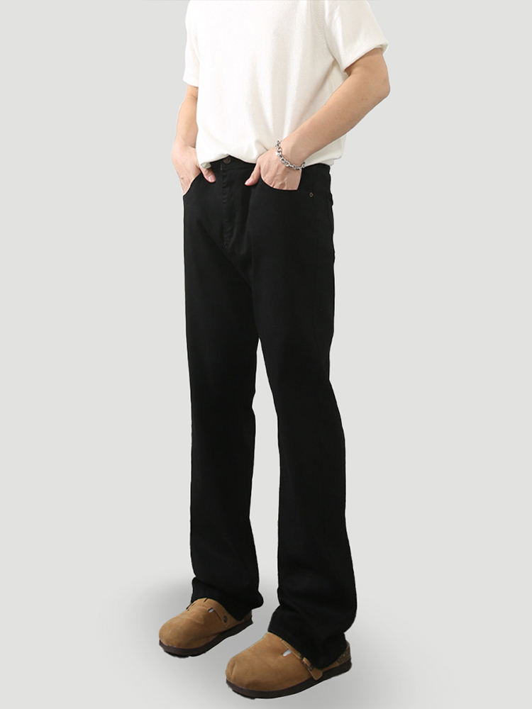 High Street Black Stretchy Slim-Fit Tapered Jeans for Men - Casual Versatile Slimming Long Pants Trendy Fashion