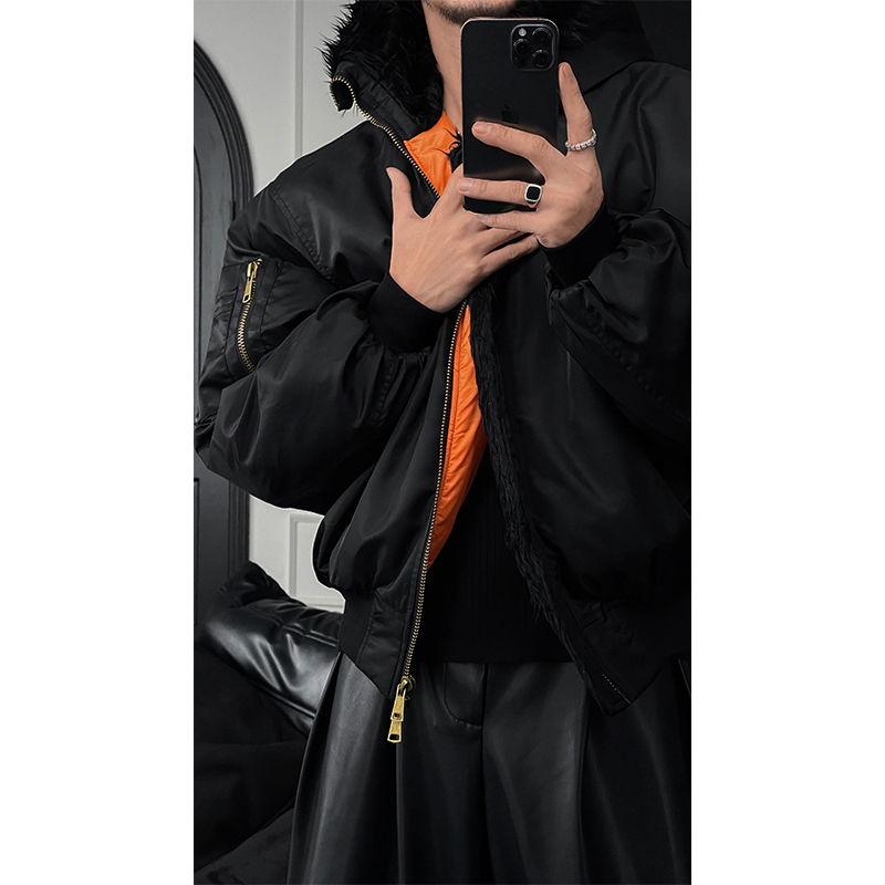 High Street Hooded Fur Collar Pilot Jacket for Winter | Thick Warm Cotton Coat | 2025 American Style