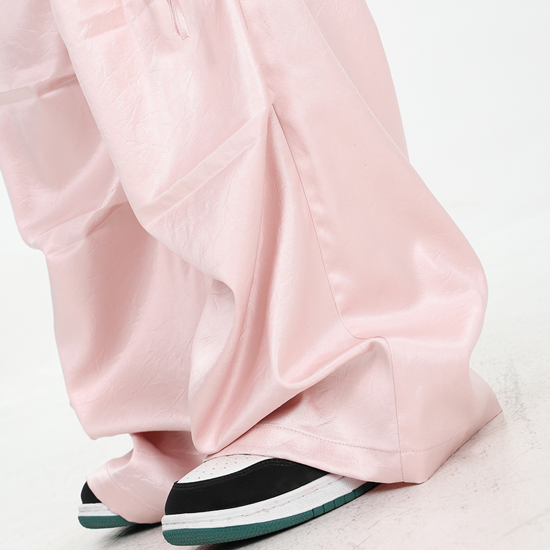 High Street Textured Loose Cargo Pants with Elastic Waist - Summer Style Straight Leg Trousers for Trendy Casual Looks High Street Textured Loose Cargo Pants with Elastic Waist - Summer Style Straight Leg Trousers for Trendy Casual Looks