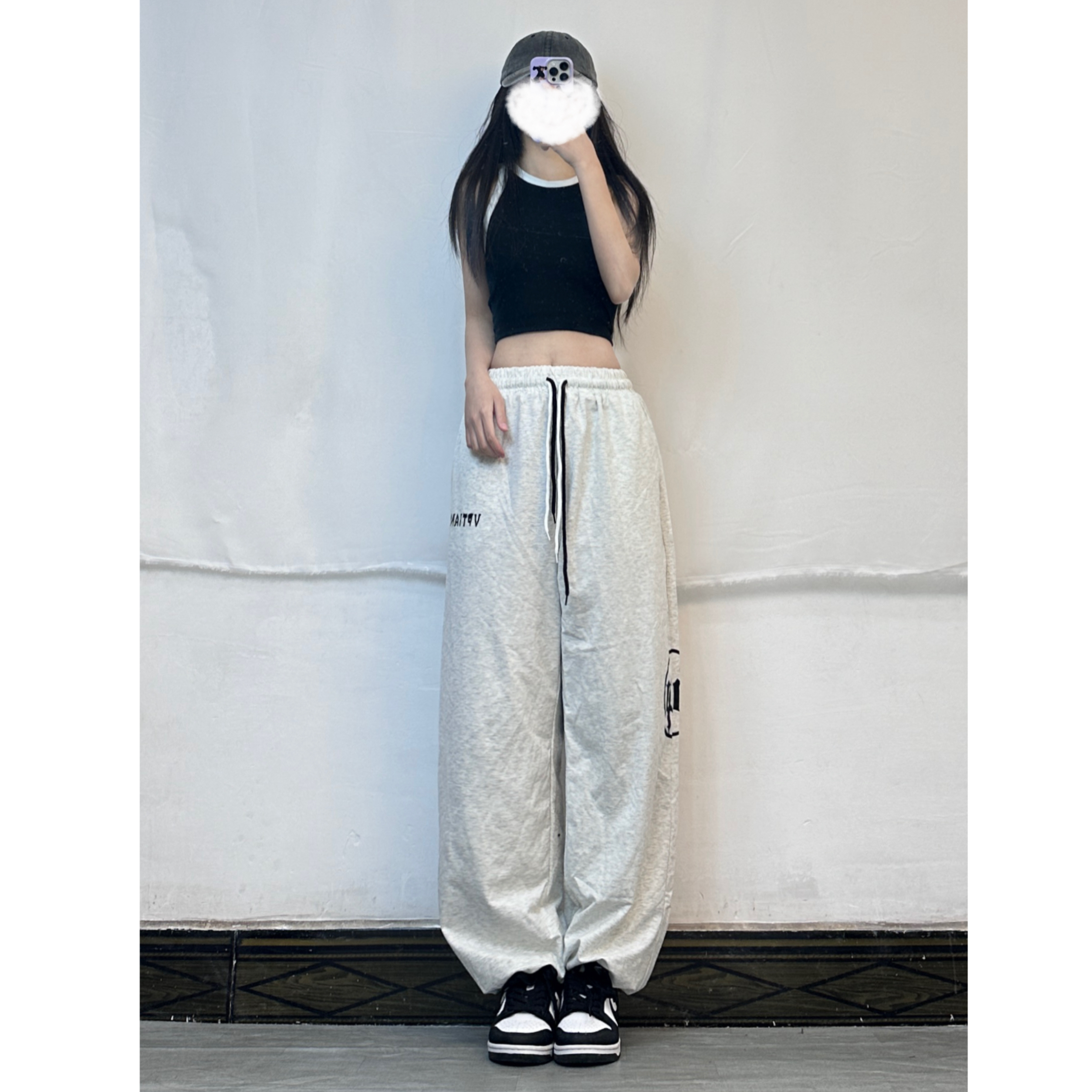 High Street White Letter Printed Jazz Dance Harem Jogger Pants for Practice and Performance High Street White Letter Printed Jazz Dance Harem Jogger Pants for Practice and Performance