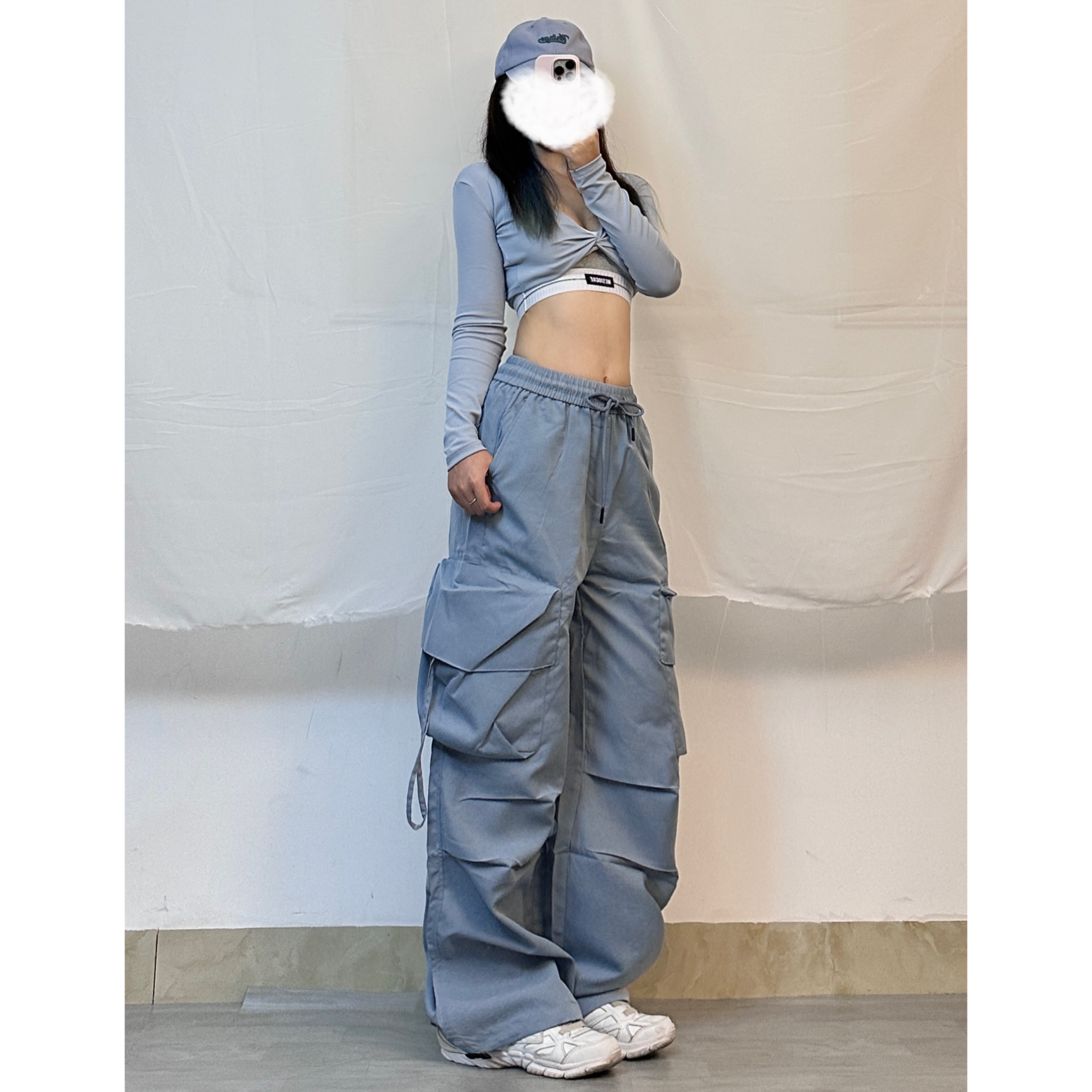 High Street Women's Drawstring Cargo Pants - Loose Wide-Leg Casual Dance Pants for Hot Girl Style High Street Women's Drawstring Cargo Pants - Loose Wide-Leg Casual Dance Pants for Hot Girl Style