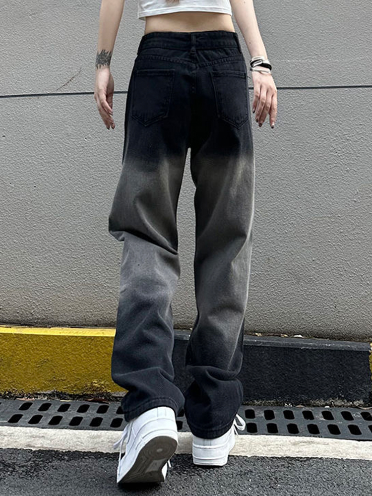 High Street Women's High-Waisted Slim-Fit Wide-Leg Jeans - Trendy Casual American Style Loose Fit Pants High Street Women's High-Waisted Slim-Fit Wide-Leg Jeans - Trendy Casual American Style Loose Fit Pants