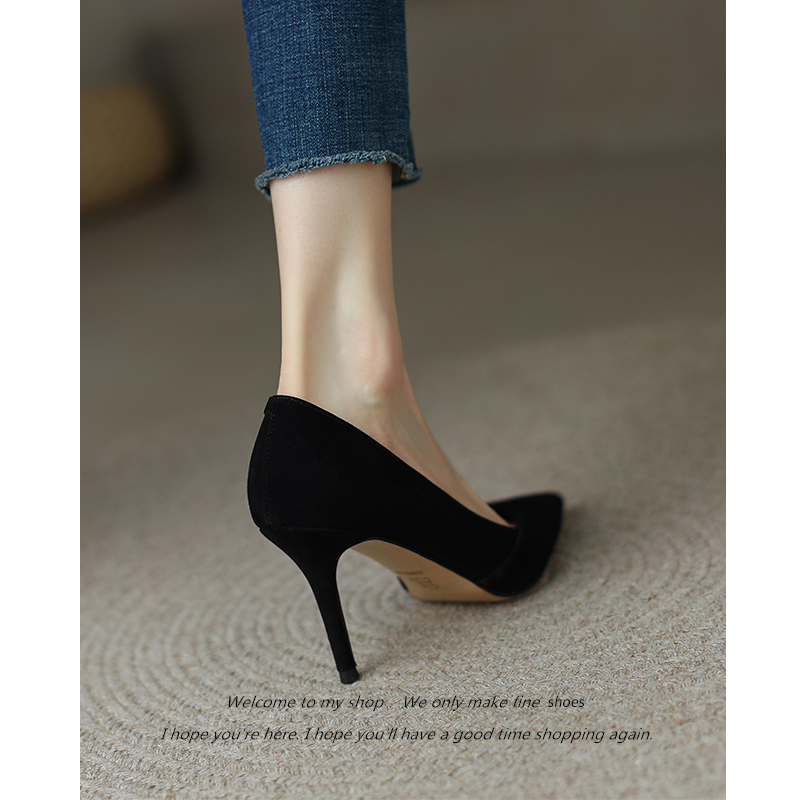 High Suede Pointed Toe Flats for Women - Three Styles with Thin Heels, Ideal for Professional Commuting and Office Wear High Suede Pointed Toe Flats for Women - Three Styles with Thin Heels, Ideal for Professional Commuting and Office Wear