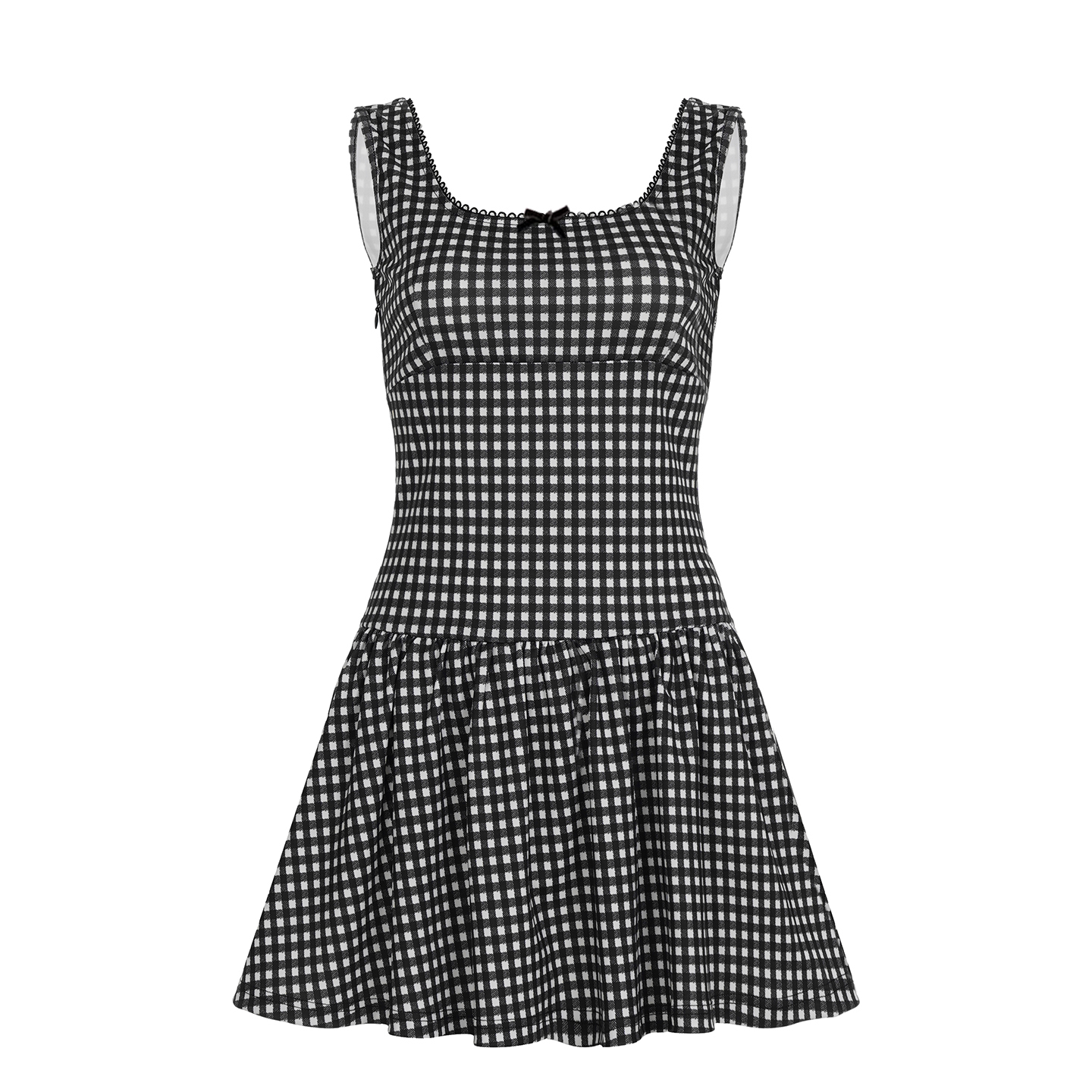 High Waist Black and White Plaid Vest Dress - Retro A-Line Short Skirt for Versatile Style - Y2K Inspired Fashion
