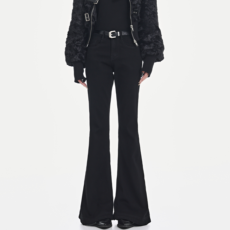 High Waist Blue Flared Jeans for Women - Spring Slim Fit Bootcut Pants, Straight Leg Style, Trendy 90s Inspired Long Trousers High Waist Blue Flared Jeans for Women - Spring Slim Fit Bootcut Pants, Straight Leg Style, Trendy 90s Inspired Long Trousers