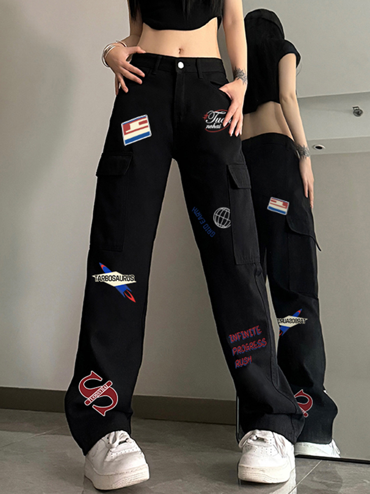 High-Waisted American-Style Workwear Jeans for Women, Casual Slimming Loose Straight-Leg Wide-Leg Pants, Versatile Everyday Fashion High-Waisted American-Style Workwear Jeans for Women, Casual Slimming Loose Straight-Leg Wide-Leg Pants, Versatile Everyday Fashion