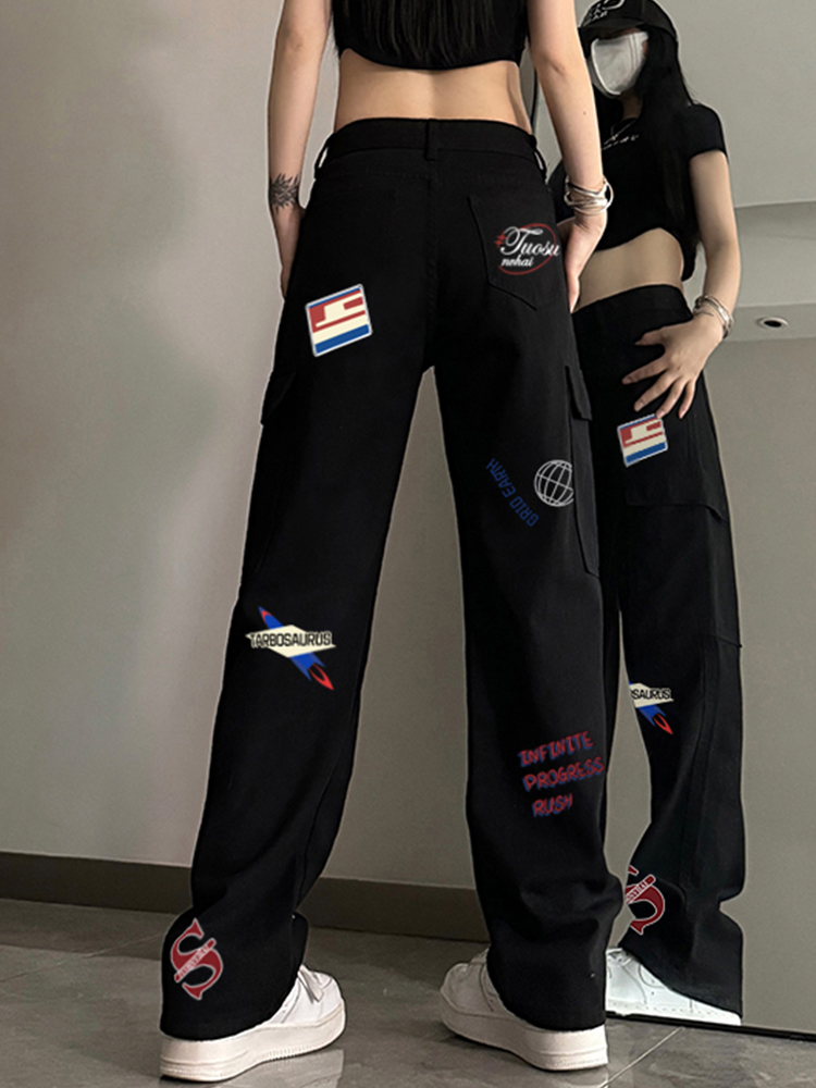 High-Waisted American-Style Workwear Jeans for Women, Casual Slimming Loose Straight-Leg Wide-Leg Pants, Versatile Everyday Fashion High-Waisted American-Style Workwear Jeans for Women, Casual Slimming Loose Straight-Leg Wide-Leg Pants, Versatile Everyday Fashion