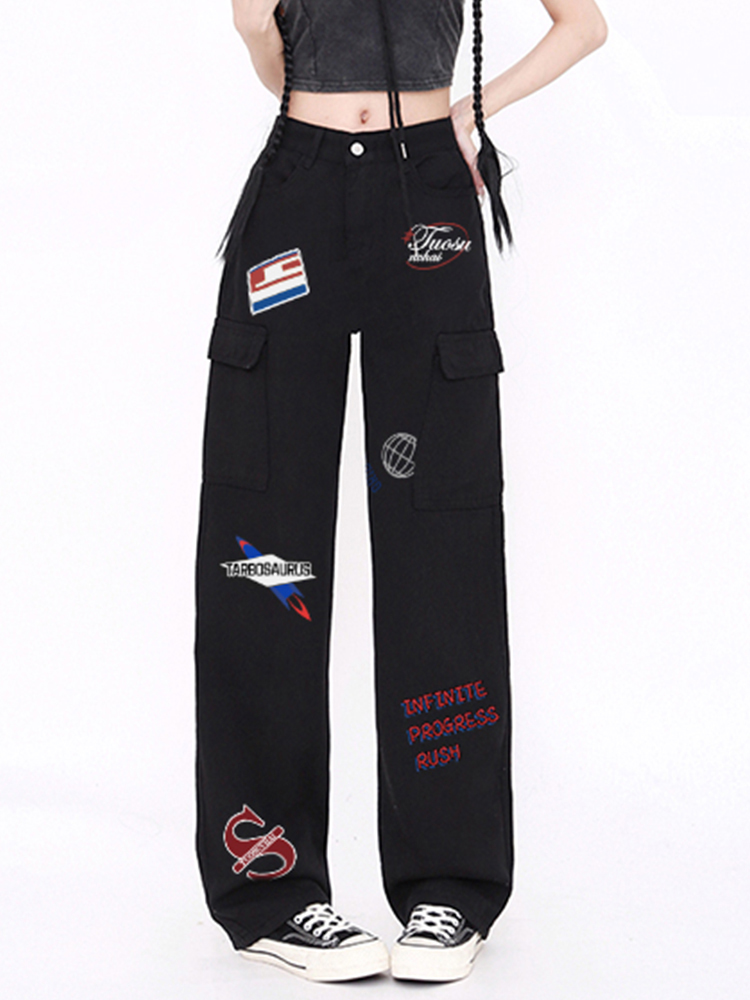 High-Waisted American-Style Workwear Jeans for Women, Slimming Loose Straight-Leg Casual Wide-Leg Pants, Versatile Fashion Essential High-Waisted American-Style Workwear Jeans for Women, Slimming Loose Straight-Leg Casual Wide-Leg Pants, Versatile Fashion Essential