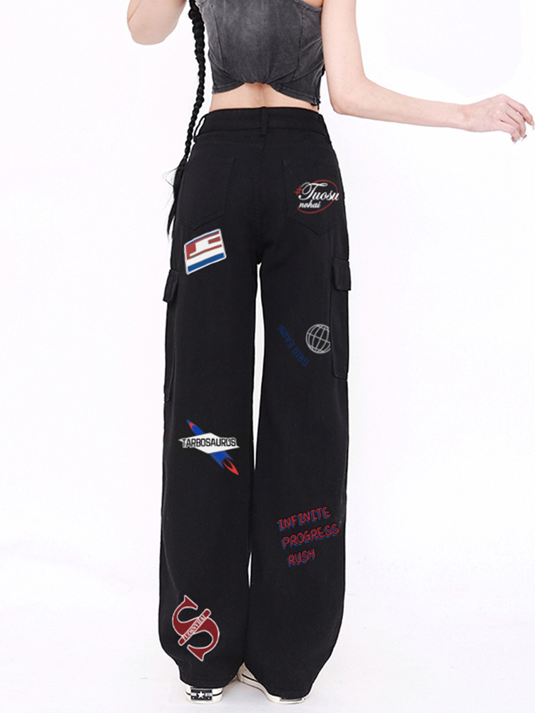 High-Waisted American-Style Workwear Jeans for Women, Slimming Loose Straight-Leg Casual Wide-Leg Pants, Versatile Fashion Essential High-Waisted American-Style Workwear Jeans for Women, Slimming Loose Straight-Leg Casual Wide-Leg Pants, Versatile Fashion Essential