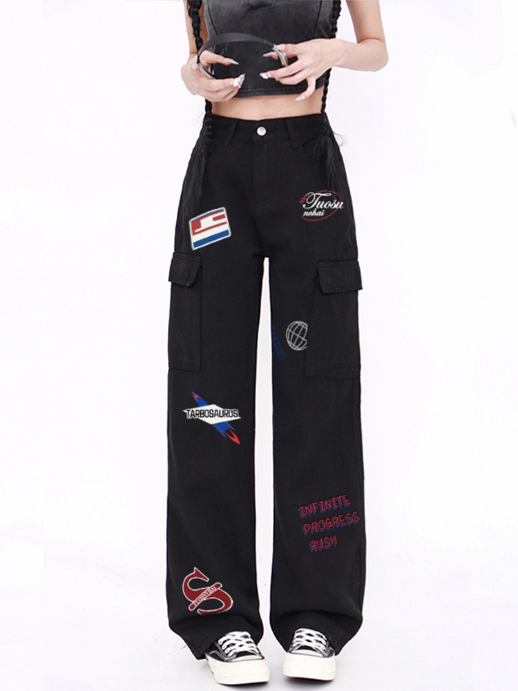 High-Waisted American-Style Workwear Jeans for Women, Slimming Loose Straight-Leg Casual Wide-Leg Pants, Versatile Fashion Essential High-Waisted American-Style Workwear Jeans for Women, Slimming Loose Straight-Leg Casual Wide-Leg Pants, Versatile Fashion Essential