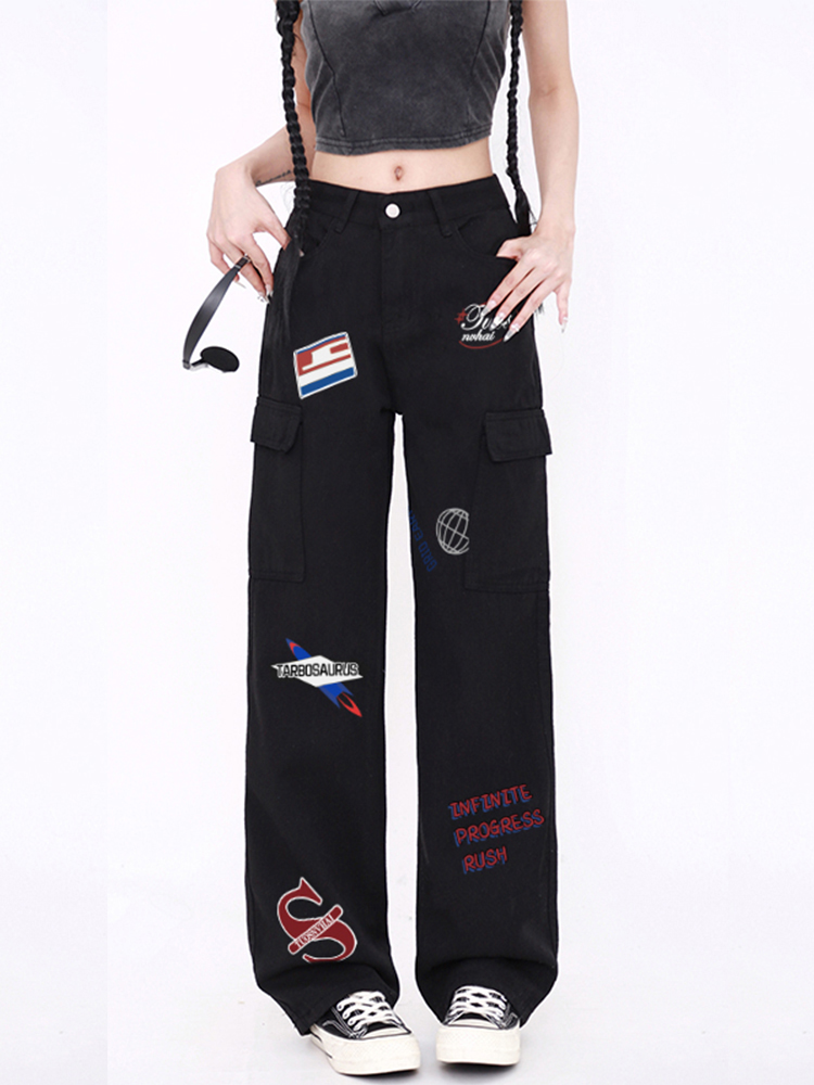 High-Waisted American-Style Workwear Jeans for Women, Slimming Loose Straight-Leg Casual Wide-Leg Pants, Versatile Fashion Essential High-Waisted American-Style Workwear Jeans for Women, Slimming Loose Straight-Leg Casual Wide-Leg Pants, Versatile Fashion Essential