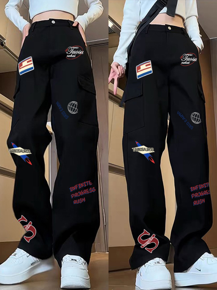 High-Waisted American Workwear Jeans for Women, Slimming Loose Straight-Leg Wide-Leg Casual Pants, Versatile Everyday Style