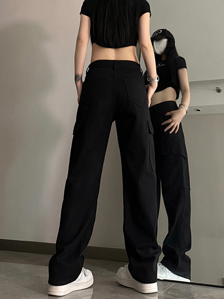 High-Waisted Black Denim Jeans for Women - American Style Workwear, Slimming Loose Straight-Leg Wide-Leg Casual Pants High-Waisted Black Denim Jeans for Women - American Style Workwear, Slimming Loose Straight-Leg Wide-Leg Casual Pants