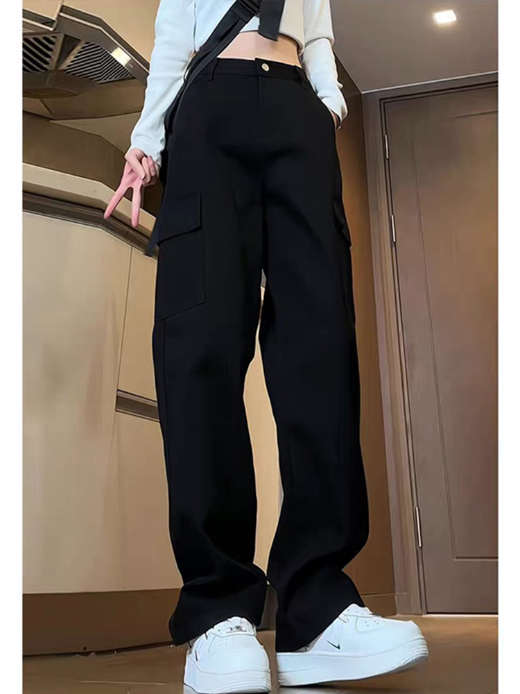 High-Waisted Black Denim Jeans for Women, American-Style Workwear, Slimming Loose Straight-Leg Wide-Leg Casual Pants High-Waisted Black Denim Jeans for Women, American-Style Workwear, Slimming Loose Straight-Leg Wide-Leg Casual Pants